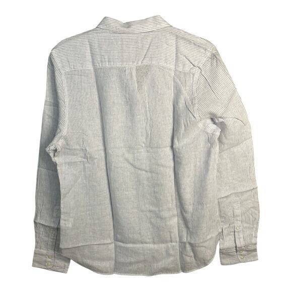 UNTUCKit Women's Button Up Long Sleeve Pin Stripe Shirt Linen Tencel Blend 8 NWT - Picture 5 of 9